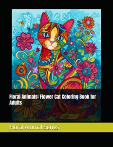 Floral Cat Coloring Pages for Adults